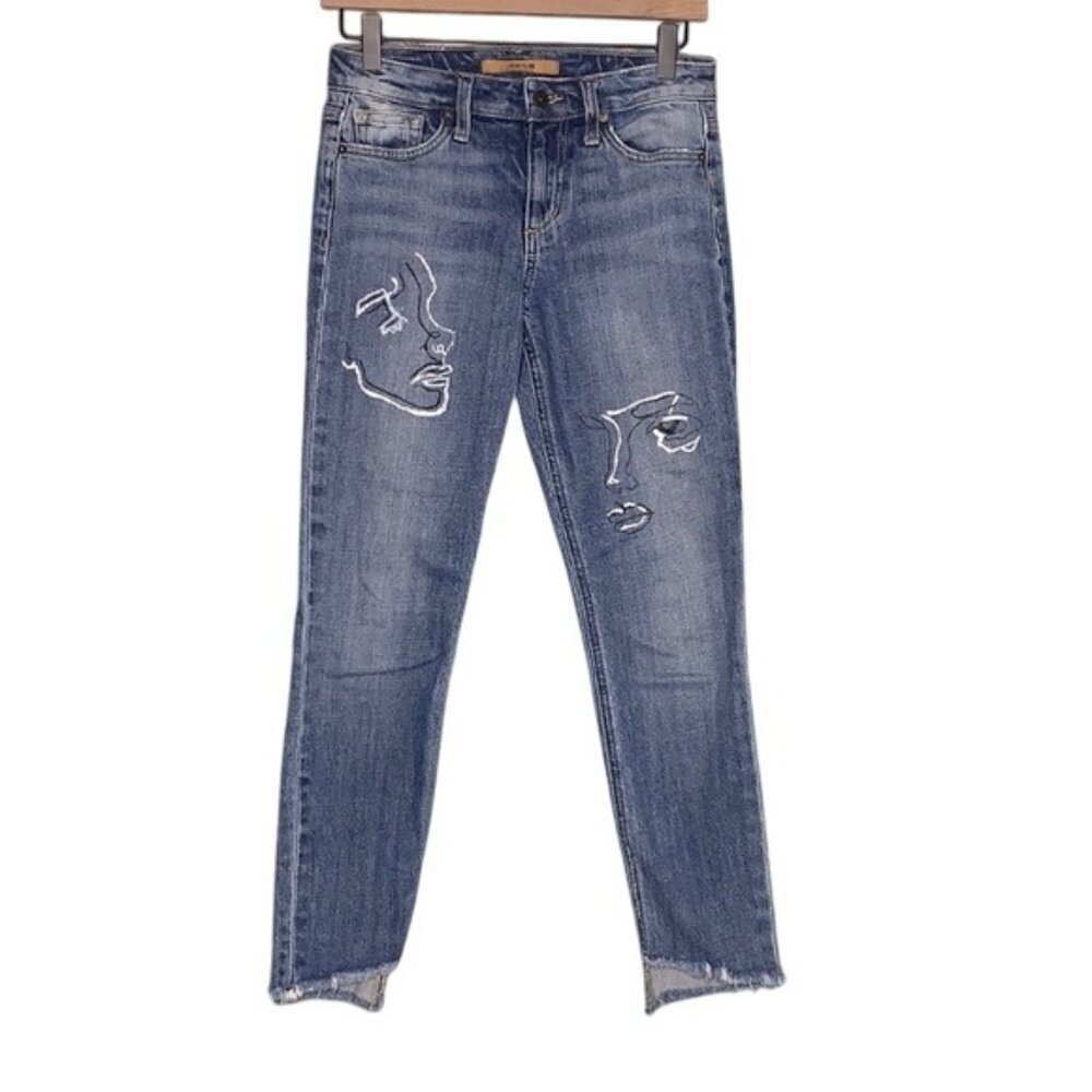 Joes Jeans Collectors Edition Faces Print Blondie Ankle Skinny Blue Jeans 25
